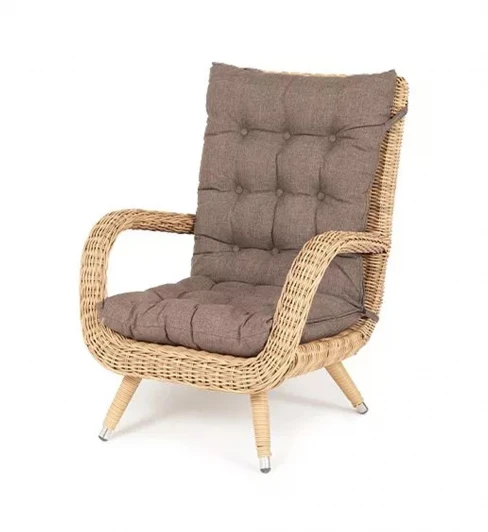 YH-C1910W Кресло плетеное с подушками, цвет соломенный 4SIS Толедо YH-C1910W