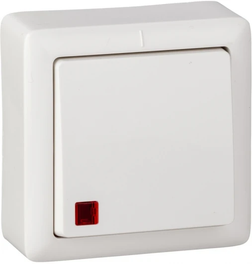 VA16-137-B Выключатель накладной одноклавишный с подсветкой (белый) Systeme Electric VA16-137-B
