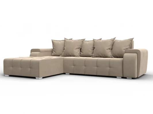 137345L Диван угловой Лига-121 левый угол (ДСП,Брус,Велюр/Бежевый) Лига Диванов 137345L