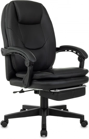 CH-868N-F/BLACK-PU Кресло руководителя Бюрократ CH-868N-F черный эко.кожа крестов. пластик подст.для ног
