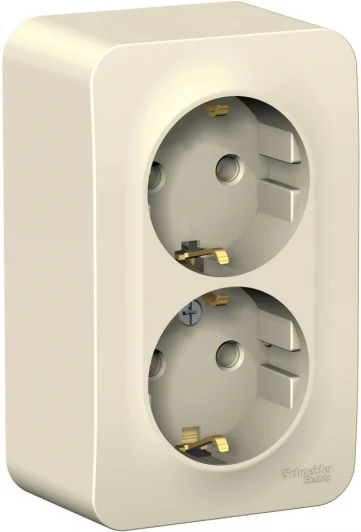 BLNRA010202 Розетка накладная двойная с заземлением (молочный) Systeme Electric Blanca BLNRA010202
