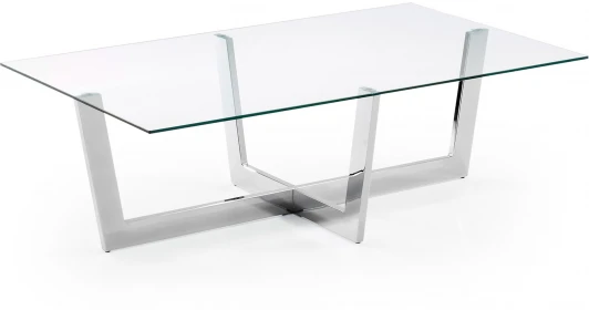 046304 Журнальный стол La Forma (ex Julia Grup) Plam (Прозрачный,Серебряный/ Сталь,Стекло,Металл)