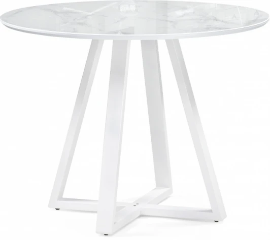 588041 Кухонный стол Woodville Норфолк 100 белый мрамор / белый (Стекло) арт.588041