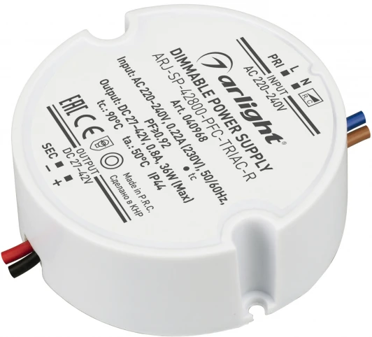 040968 Блок питания ARJ-SP-42800-PFC-TRIAC-R (36W, 27-42V, 800mA) (Arlight, IP44 Пластик, 5 лет) 040968