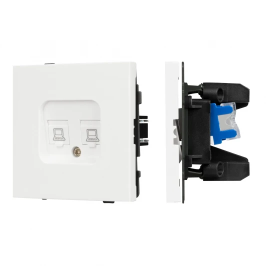 054598 Механизм компьютерной розетки двойной SCT-TENDO-MPC2-SFPL-WH (RJ-45, CAT6) (Arlight, Матовый белый) 054598