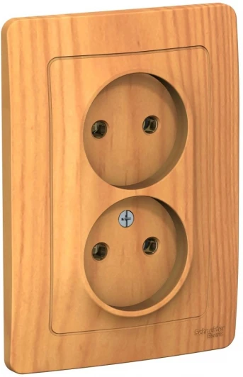 BLNRS000025 Розетка встраиваемая двойная без заземления (ясень) Systeme Electric Blanca BLNRS000025