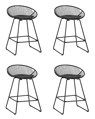 УТ000038452 Стул полубарный UFO, черный, с черной подушкой 4 шт Stool Group арт.УТ000038452