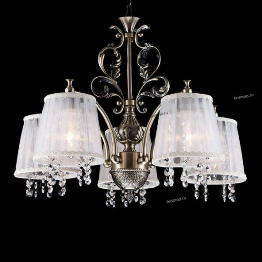75002-5C ANTIQUE BRASS Люстра подвесная Natali Kovaltseva Versailles, 5 плафонов, бронза с белым и прозрачным