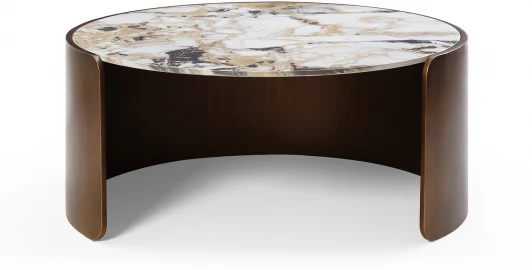 CT3095CL(D90)white/bronze Стол журнальный ESF CT3095CL (D90) белая керамика /бронзовый/Керамика,Металл