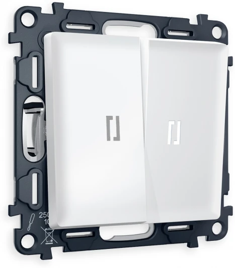 MA124015 Комплект механизма Ambrella Volt 2-клавишного выключателя с подсветкой 5600K ALFA MA124015 Белый матовый QUANT