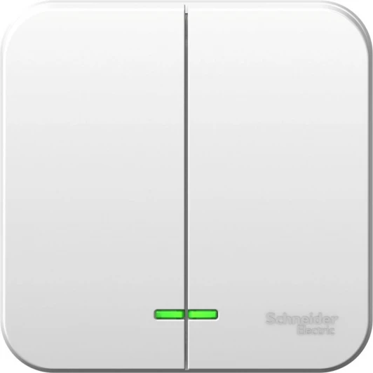 BLNVA065111 Выключатель накладной двухклавишный с подсветкой (белый) Systeme Electric Blanca BLNVA065111