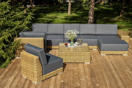 KS5O1T1-7-SET "Капри" трансформирующаяся лаунж-зона из искусственного ротанга, цвет соломенный 4SIS арт.УТ-00010390