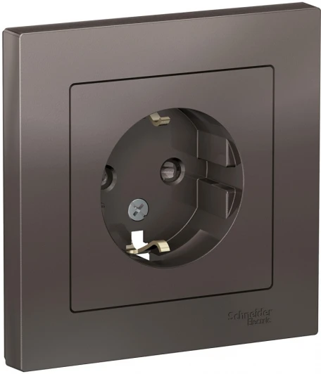 ATN000644 Розетка встраиваемая с заземлением (мокко) Systeme Electric AtlasDesign ATN000644