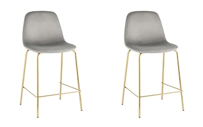 УТ000038455 Стул полубарный Валенсия SN, велюр серый, золотые ножки 2 шт Stool Group арт.УТ000038455