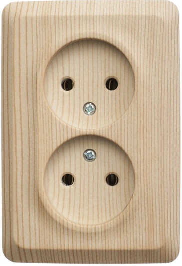 PA16-105D Розетка накладная двойная без заземления (сосна) Systeme Electric Etude PA16-105D