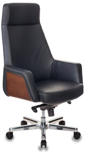 _ANTONIO/BLACK Кресло руководителя Бюрократ _Antonio черный кожа крестовина алюминий