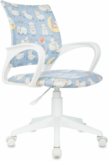 BUROKIDS 1 W-SHEEPS Кресло детское Бюрократ Burokids 1 W голубой овечки крестов. пластик пластик белый