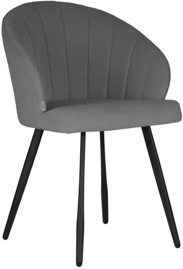 16-05 DOBRIN NAOMI, цвет сиденья Catania Stone велюр, цвет основания черный муар Стул обеденный DOBRIN NAOMI (ЭМАЛЬ ЧЕРНЫЙ МУАР велюр Catania Stone)