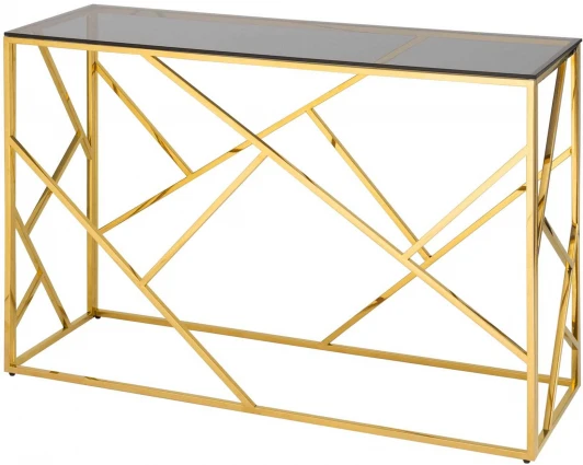 УТ000001964 Консоль Stool Group АРТ ДЕКО 120х40 золото стекло smoke УТ000001964