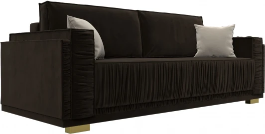 122260 Диван прямой Лига-044 (Коричневый,Бежевый/Микровельвет) Лига Диванов арт.122260