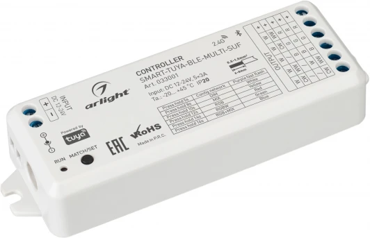 033001 Контроллер SMART-TUYA-BLE-MULTI-SUF (12-24V, 5x3A, RGB-MIX, 2.4G) (IP20 Пластик) 033001 Arlight