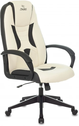 ZOMBIE 8 WHITE Кресло игровое Zombie 8 белый/черный эко.кожа крестовина пластик