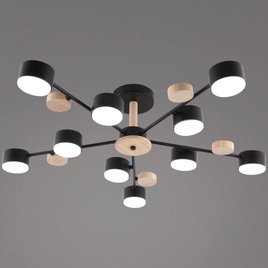 03758-0.3-10 BK+WOOD GX53 Потолочная люстра на штанге Reluce 03758-0.3-10 BK+WOOD GX53