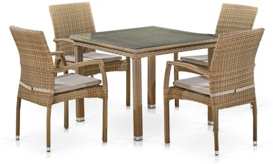 T257B/Y379B-W65 Light Brown Комплект плетеной мебели Afina T257B/Y379B-W65 Light Brown (4+1)