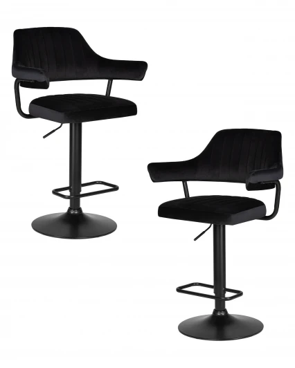 LM-5019-N_B-M_V-MJ9-101 Набор 2 шт стул барный DOBRIN CHARLY BLACK (черный велюр (MJ9-101))