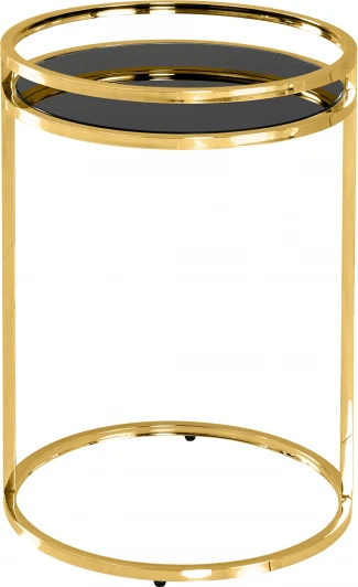 УТ000039402 Журнальный столик Гестия 41*60см стекло черное сталь золото Stool Group арт.УТ000039402