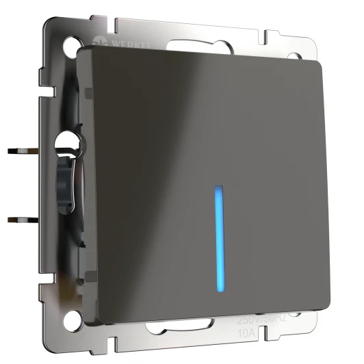 W1110107 Выключатель одноклавишный с подсветкой (серо-коричневый) W1110107 (a050842)