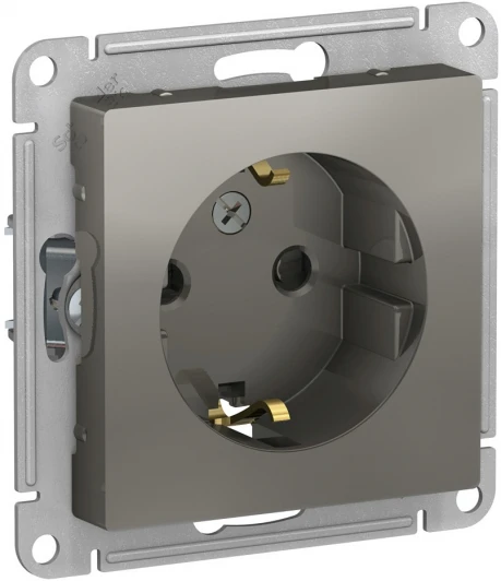 ATN000945 Розетка встраиваемая с заземлением (сталь) Systeme Electric AtlasDesign ATN000945