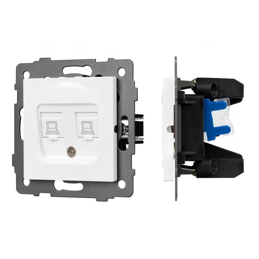049854 Механизм компьютерной розетки двойной SCT-MPC2-PL-WH-V (RJ-45, CAT6) (Arlight) 049854