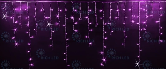 RL-i3*0.9F-T/P Гирлянда светодиодная Бахрома розовая с мерцанием 220B, 144 LED, провод прозрачный, IP54 RL-i3*0.9F-T/P Rich LED