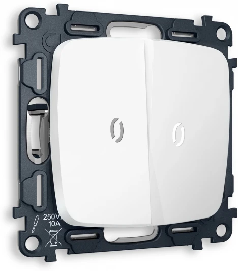 MO124015 Комплект механизма Ambrella Volt 2-клавишного выключателя с подсветкой 5600K OMEGA MO124015 Белый матовый QUANT