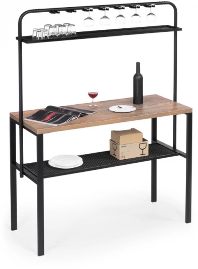 554136 Барный стол Woodville Нари 120х50х171 галифакс олово / черный матовый 554136