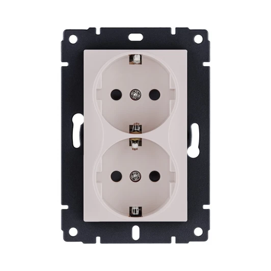 REA-032CM Розетка штепсельная SCHUKO двойная 16A/250 В кашемир матовый Kollinger REA-032CM для Aspekt, Eleganz, Reflex