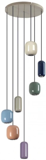 5053/7 Подвесной светильник каскадный Odeon Light Ovali 5053/7 PENDANT цвет слонов.кости/мультиколор/металл GU10 LED 7*4W (220V, на проводе)