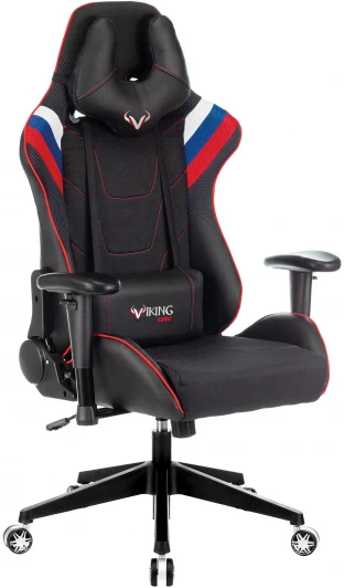 VIKING 4 AERO RUS Кресло игровое Zombie VIKING 4 AERO белый/синий/красный текстиль/эко.кожа с подголов. крестовина пластик