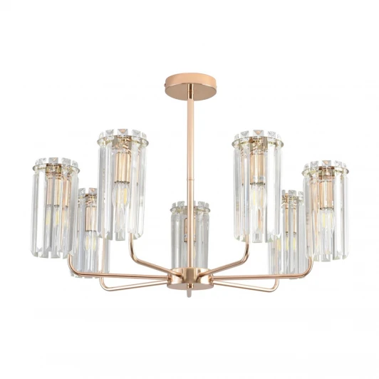 8347/7 Потолочная люстра на штанге с хрустальными подвесками Lumion Favla 8347/7 золото/прозрачный, металл/хрусталь E14 7*40W 220V