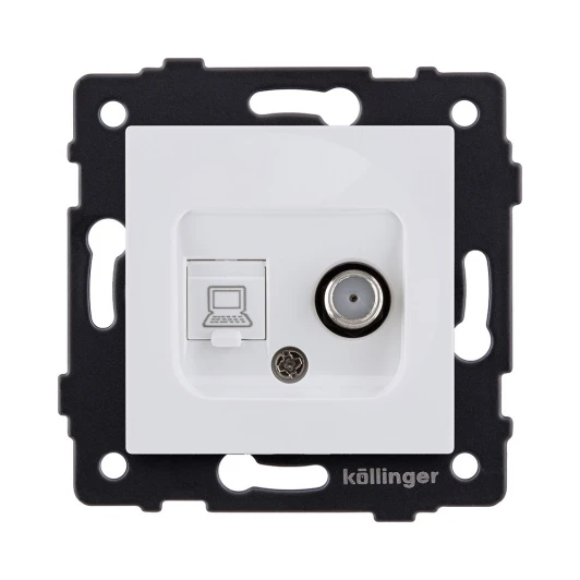 REA-014WM Розетка двойная спутниковая SAT + RJ45 белый матовый Kollinger REA-014WM для Aspekt, Eleganz, Reflex