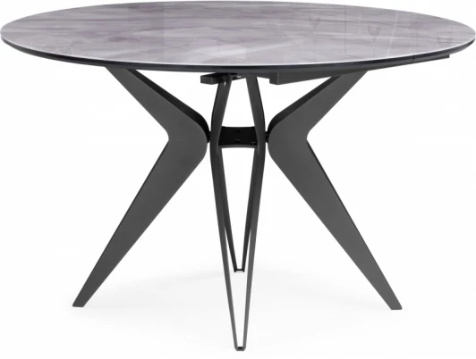 612859 Стол стеклянный Notta Рикла 120(160) серый мрамор / черный арт.612859