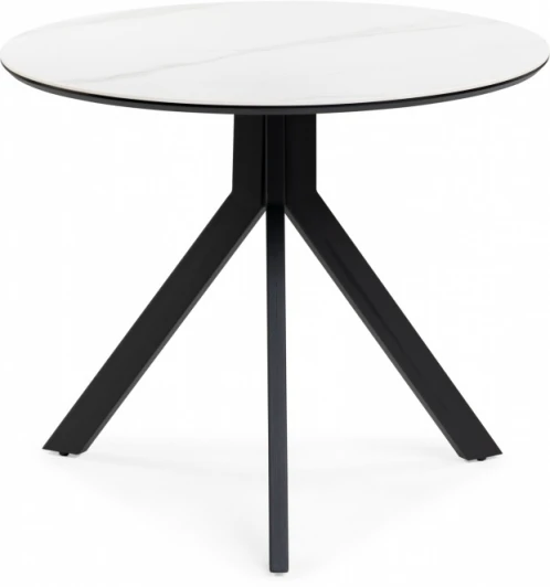 612159 Кухонный стол Notta Том 90х90х75 белый мрамор snow white / черный (Керамика) арт.612159