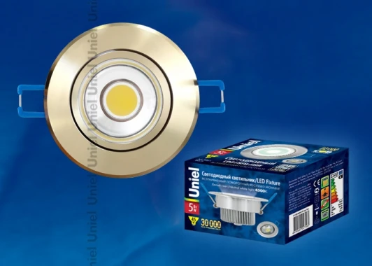 ULM-R31-5W/NW IP20 GOLD картон Встраиваемый точечный светильник Uniel ULM-R31-5W/NW IP20 GOLD картон