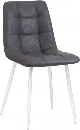 7094-LML ALEX, цвет сиденья серая антрацитовая винтажная экокожа (RU-08), цвет основания белый Стул обеденный ALEX (белые ножки, серая антрацитовая винтажная экокожа (RU-08))