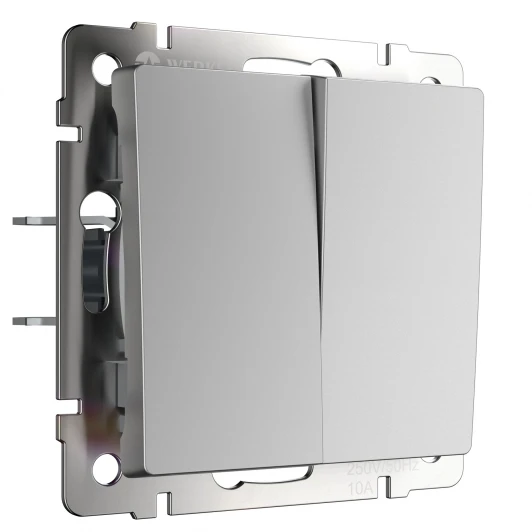 W1122006 Выключатель двухклавишный проходной (серебряный) W1122006 (a050890)