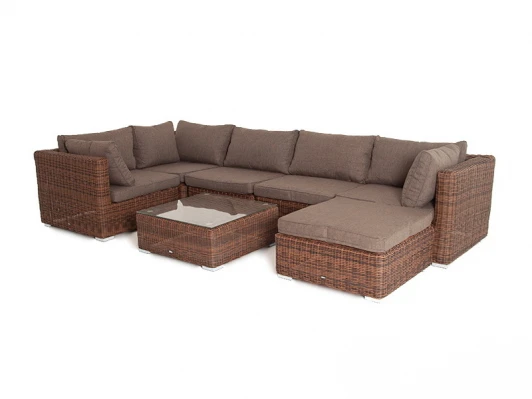 LS5O1T1-7-SET brown Трансформирующаяся лаунж-зона из искусственного ротанга, цвет коричневый 4SIS Лунго LS5O1T1-7-SET brown