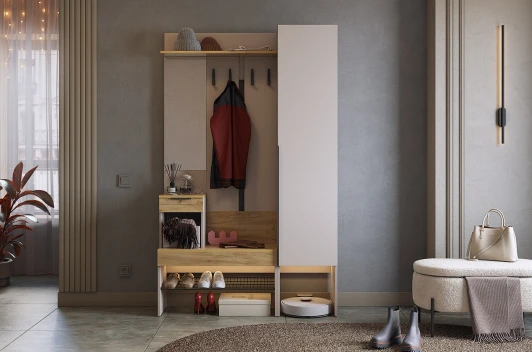 ПК03Баско.3369 Прихожая "Баско К3" Mebelson (ЛДСП/Дуб золотой) арт.ПК03Баско.3369