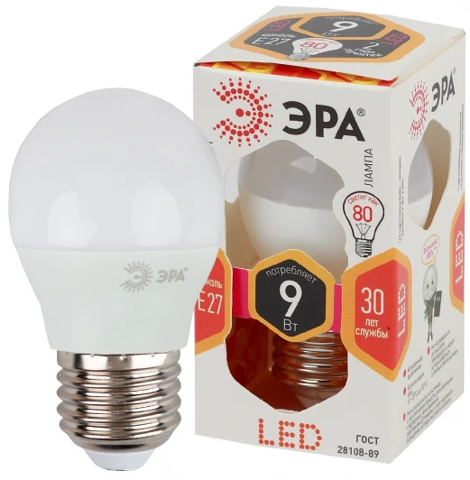 LED P45-9W-827-E27 Лампочка светодиодная E27 9W ЭРА LED P45-9W-827-E27