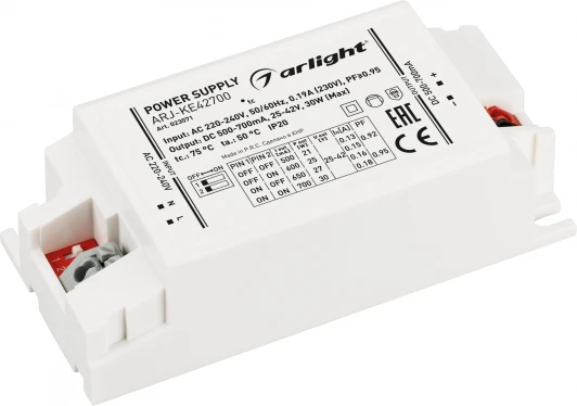 023071 Блок питания Arlight ARJ-KE42700 (30W, 500-700mA, PFC) (IP20 Пластик) 023071